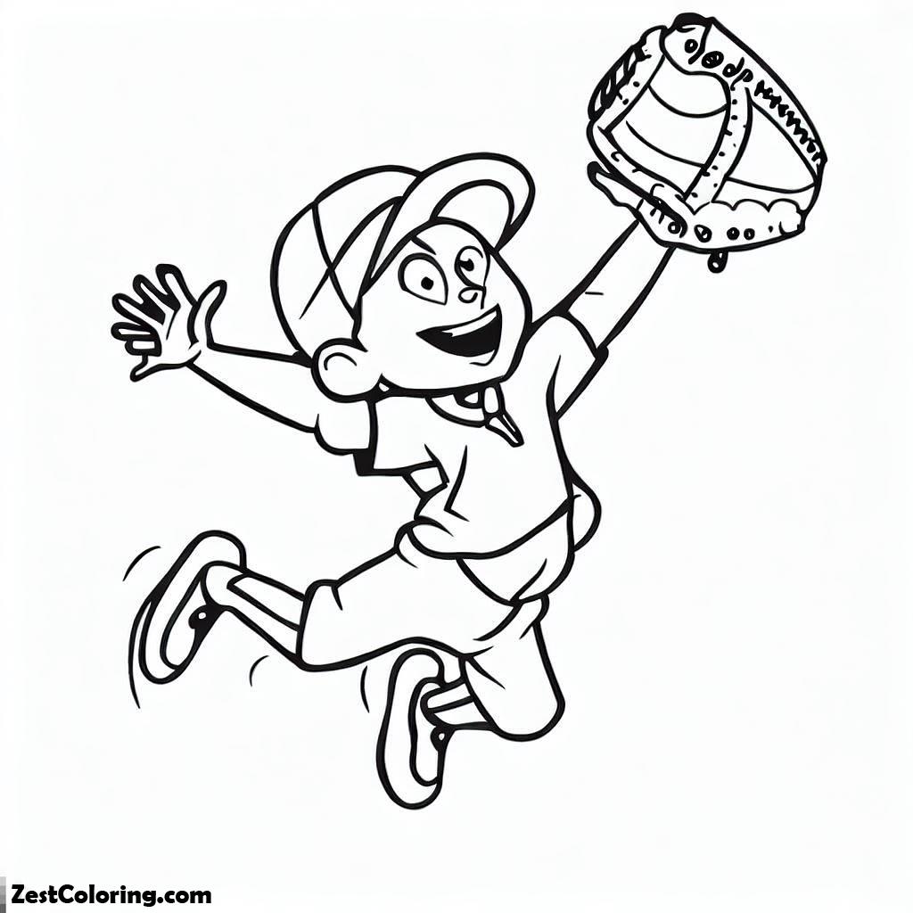 Jump Catching A Baseball Coloring Page : Coloring for Kids – Smart ...