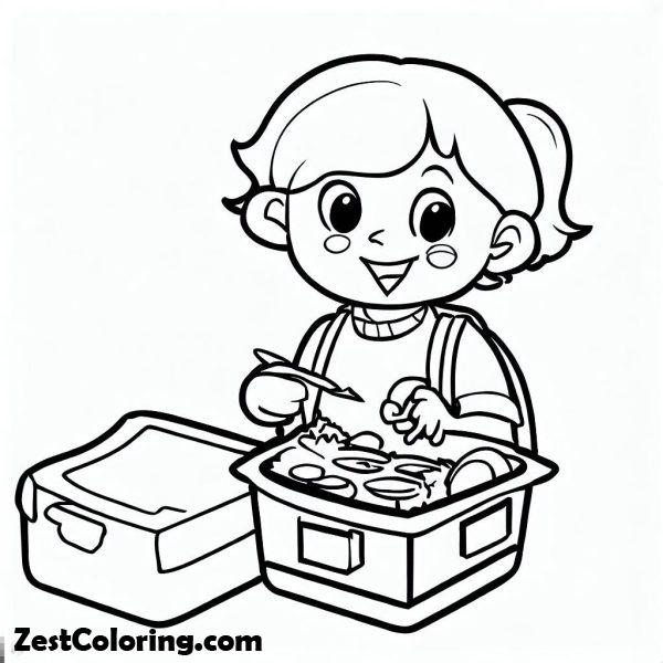 Lunch Coloring Lunchbox Pages Food Box Delicious Drawing Sketch Kids ...
