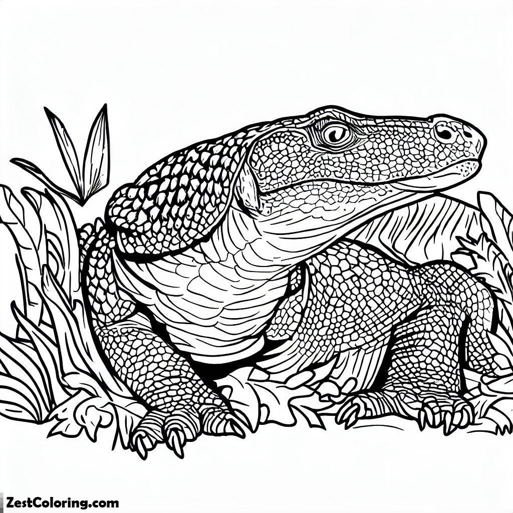 Rainforest, Komodo Dragon Rainforest Reptile Coloring Page: Komodo Dragon Rainforest Reptile Coloring PageFull Size Image