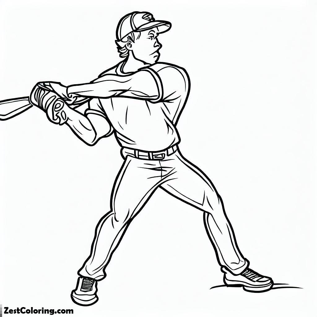 Baseball, Left Handed Baseball Player Coloring Page: Left Handed Baseball Player Coloring PageFull Size Image