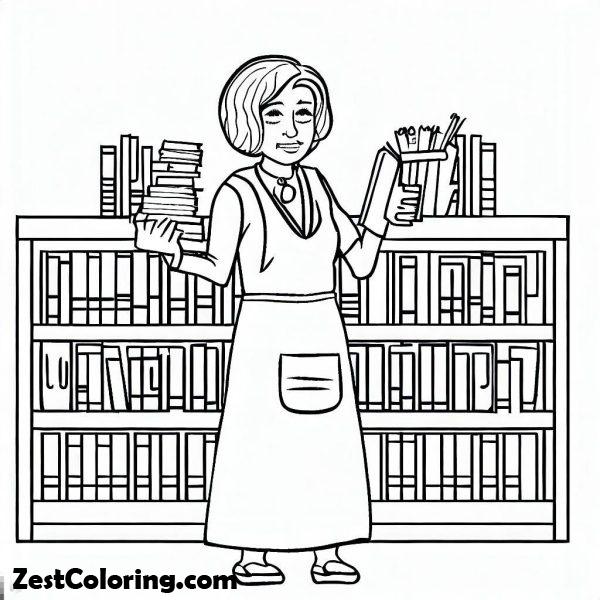 Color The Library Assistant Librarian Is People Who Help Us At Library Coloring Pages : Coloring ...