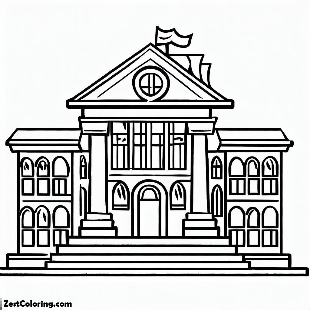 Library, Library Building Coloring Pages: Library Building Coloring PagesFull Size Image