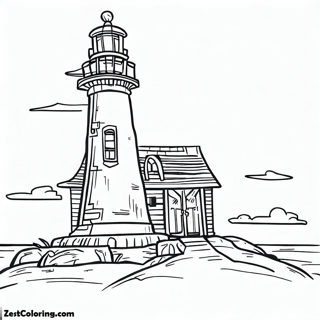 Lighthouse, Lighthouse Closed At Daylight Coloring Pages: Lighthouse Closed At Daylight Coloring PagesFull Size Image