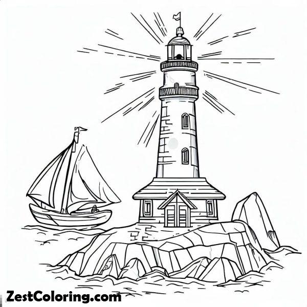 Lighthouse Will Lights The Boats At Night Coloring Pages : Coloring for ...