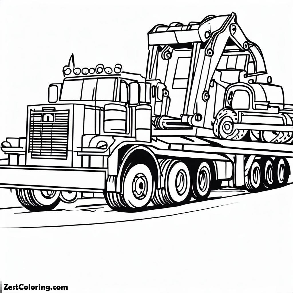 Loading Heavy Equipment Semi truck : Coloring for Kids โ Smart ...