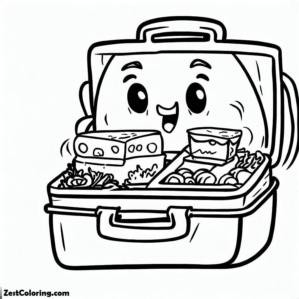Coloring Lunchbox Pages Lunch Box Colouring Apple Sandwich Drawing ...