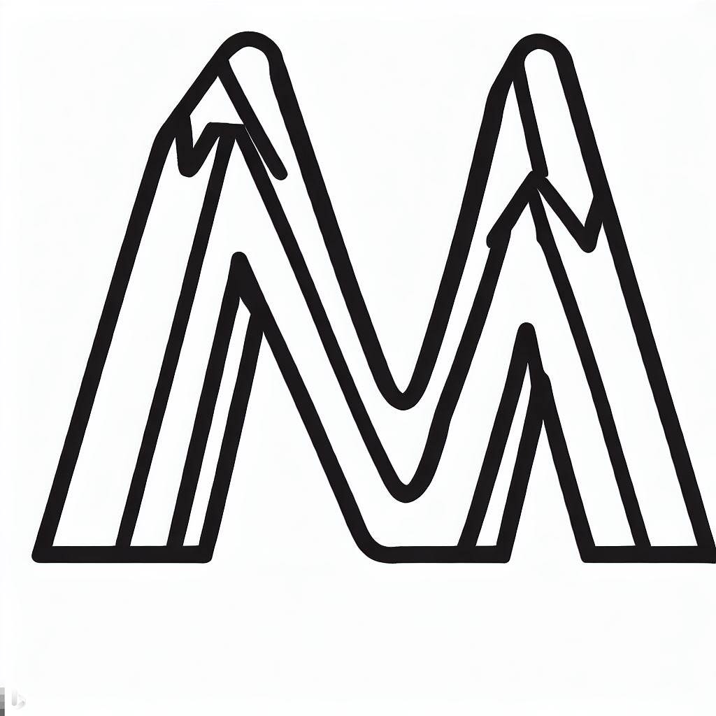 Letter M, M Letter For Mountain Coloring Page: M Letter For Mountain Coloring PageFull Size Image