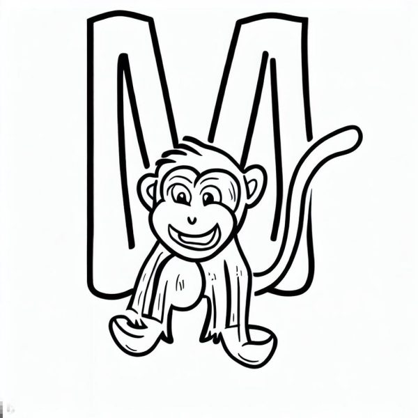 Letter M, : M Letter For Mr Monkey Coloring Page