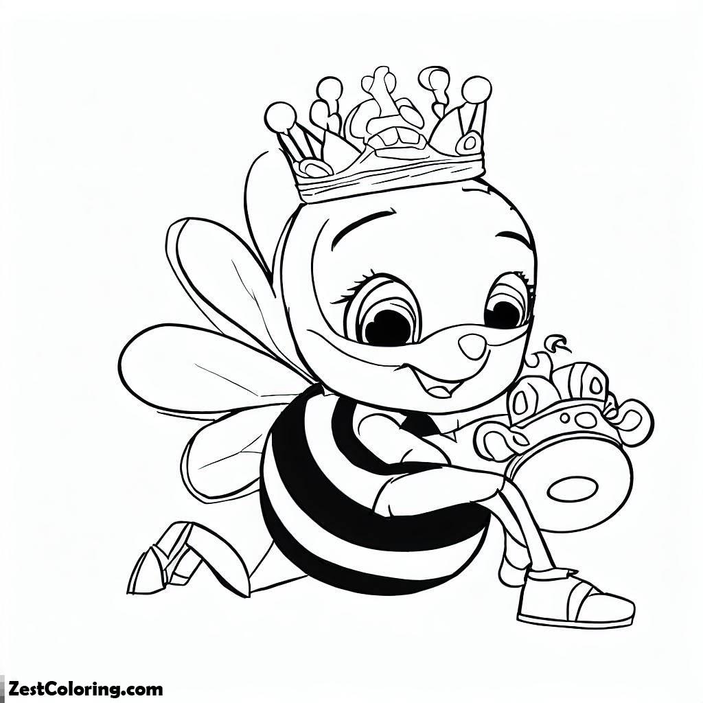 BumbleBee, Maya The Bee Playing With The Royal Crown Coloring Page: Maya The Bee Playing With The Royal Crown Coloring PageFull Size Image