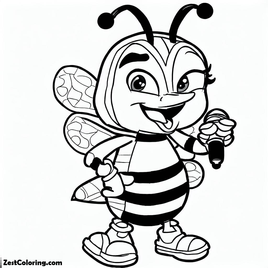 BumbleBee, Maya The Bee Singing Coloring Page: Maya The Bee Singing Coloring PageFull Size Image