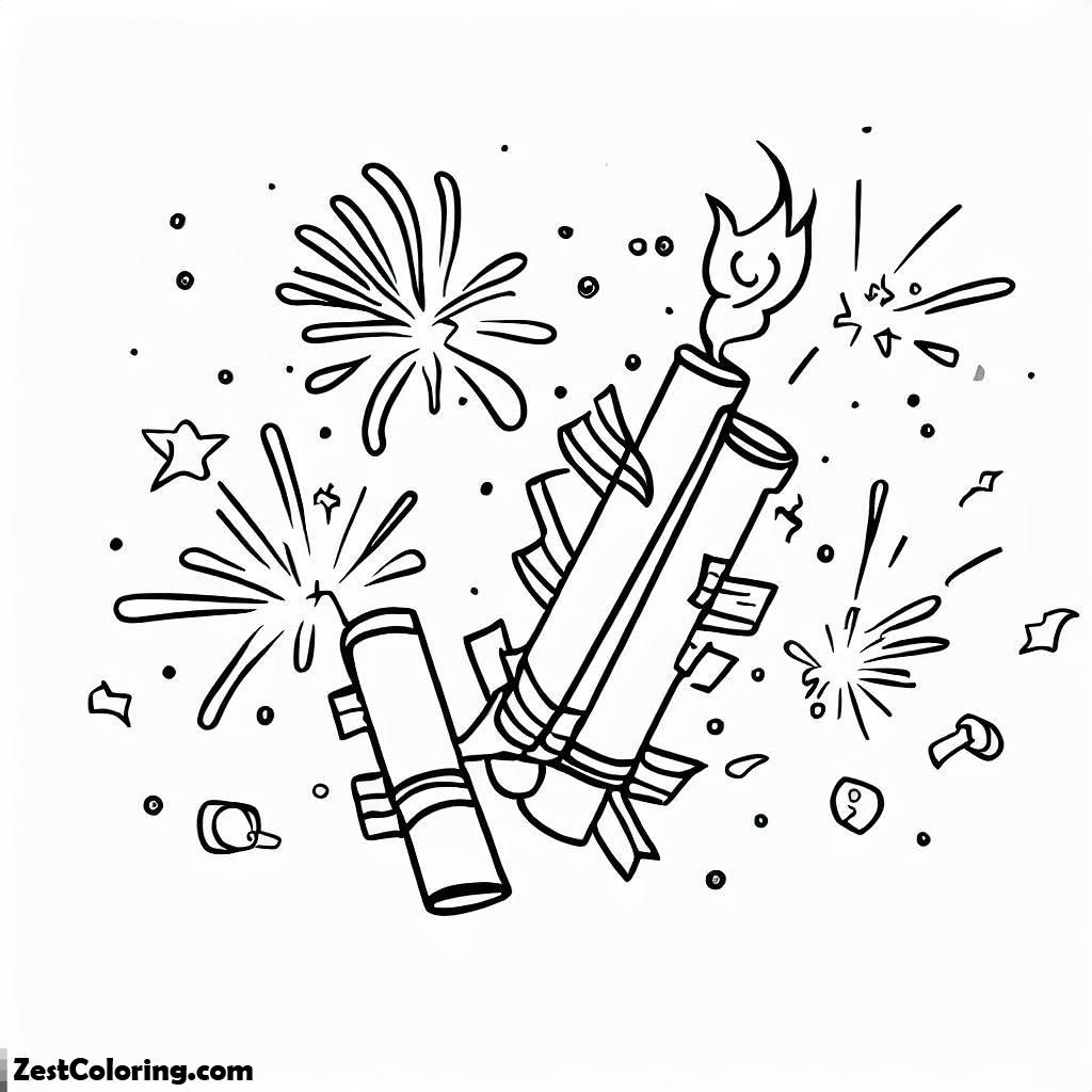 Firecracker Color Sheets New Years Firecrackers 2 Coloring Page : Coloring for Kids – Smart ...