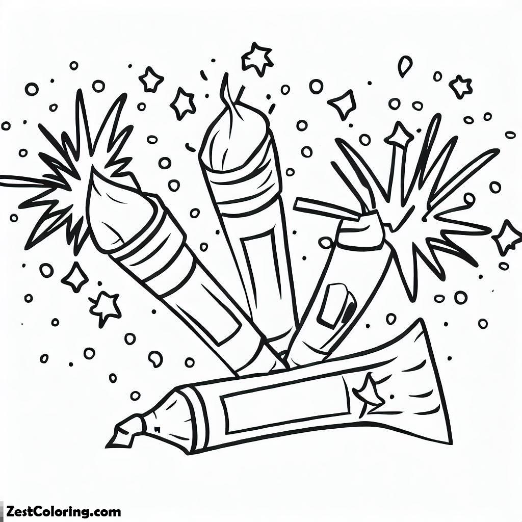 Firecracker Color Sheets New Years Firecrackers 4 Coloring Page : Coloring for Kids – Smart ...