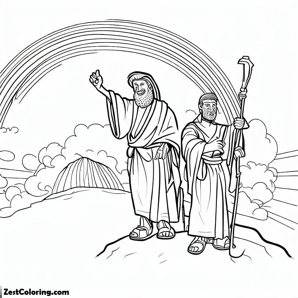 Rainbow, One Apostle And A Rainbow Coloring Page: One Apostle And A Rainbow Coloring PageFull Size Image