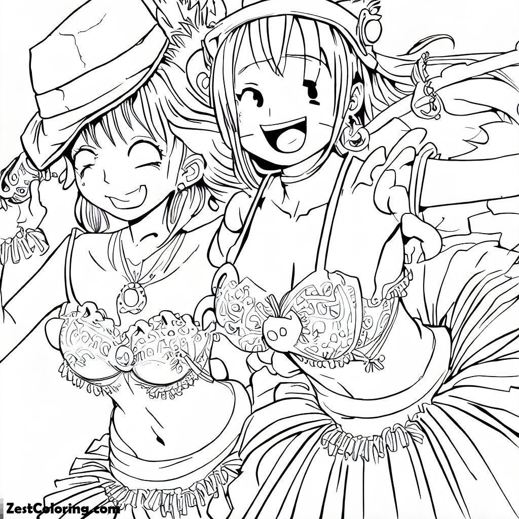 Mardi Gras, One Piece Anime Girls On Mardi Gras Costume Coloring Page: One Piece Anime Girls On Mardi Gras Costume Coloring PageFull Size Image