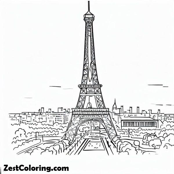 Paris France Eiffel Tower Coloring Page : Coloring for Kids – Smart