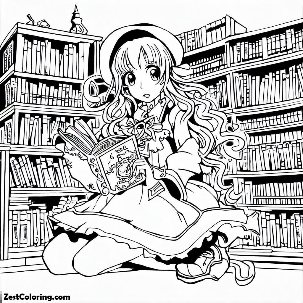 Library, Patchouli’s Library Coloring Pages: Patchouli's Library Coloring PagesFull Size Image