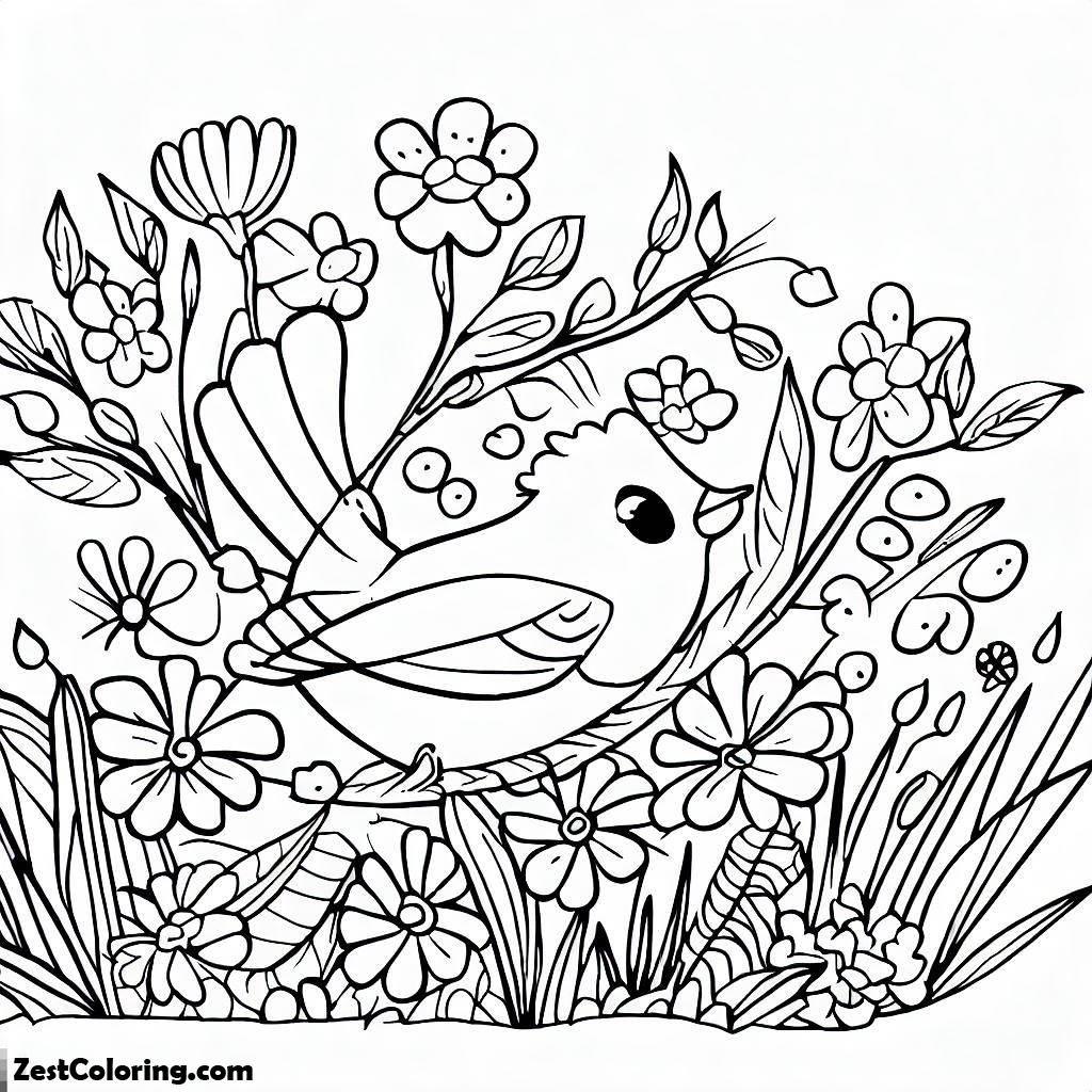 Spring, Picture Of Springtime Coloring Page: Picture Of Springtime Coloring PageFull Size Image