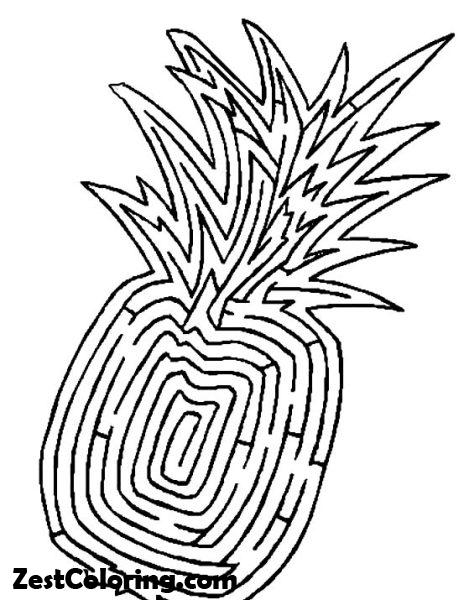 Pineapple, : Pineapple In Jigsaw Pattern Coloring Page