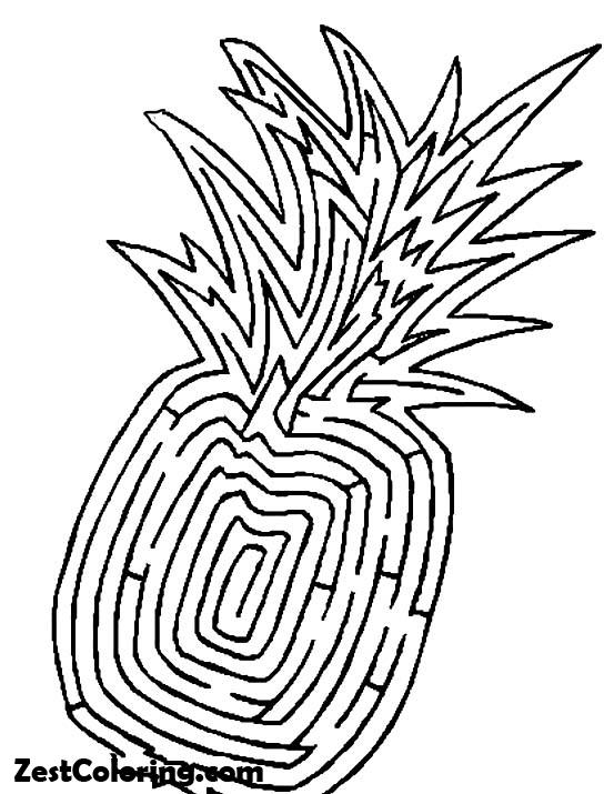 Pineapple, Pineapple In Jigsaw Pattern Coloring Page: Pineapple In Jigsaw Pattern Coloring PageFull Size Image