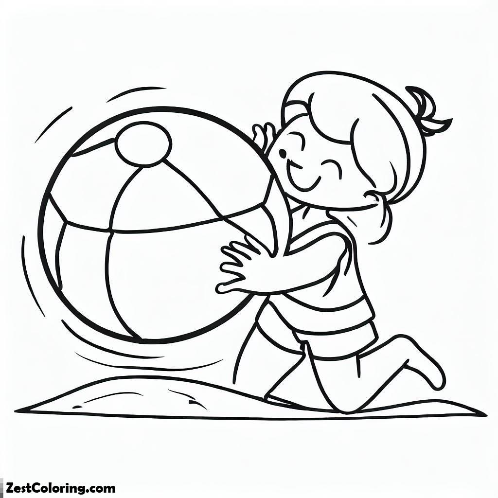 Beach Vacation, Play With A Beach Ball Coloring Page: Play With A Beach Ball Coloring PageFull Size Image