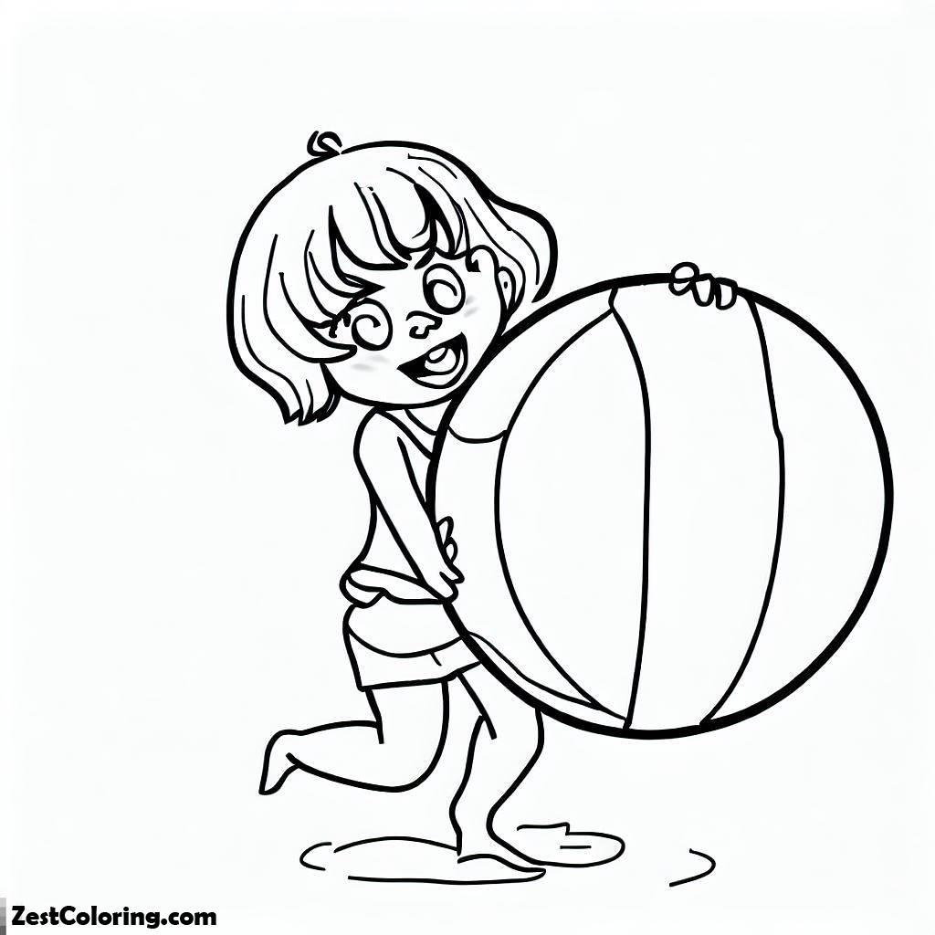 Beach Vacation, Play With A Big Beach Ball Coloring Page: Play With A Big Beach Ball Coloring PageFull Size Image