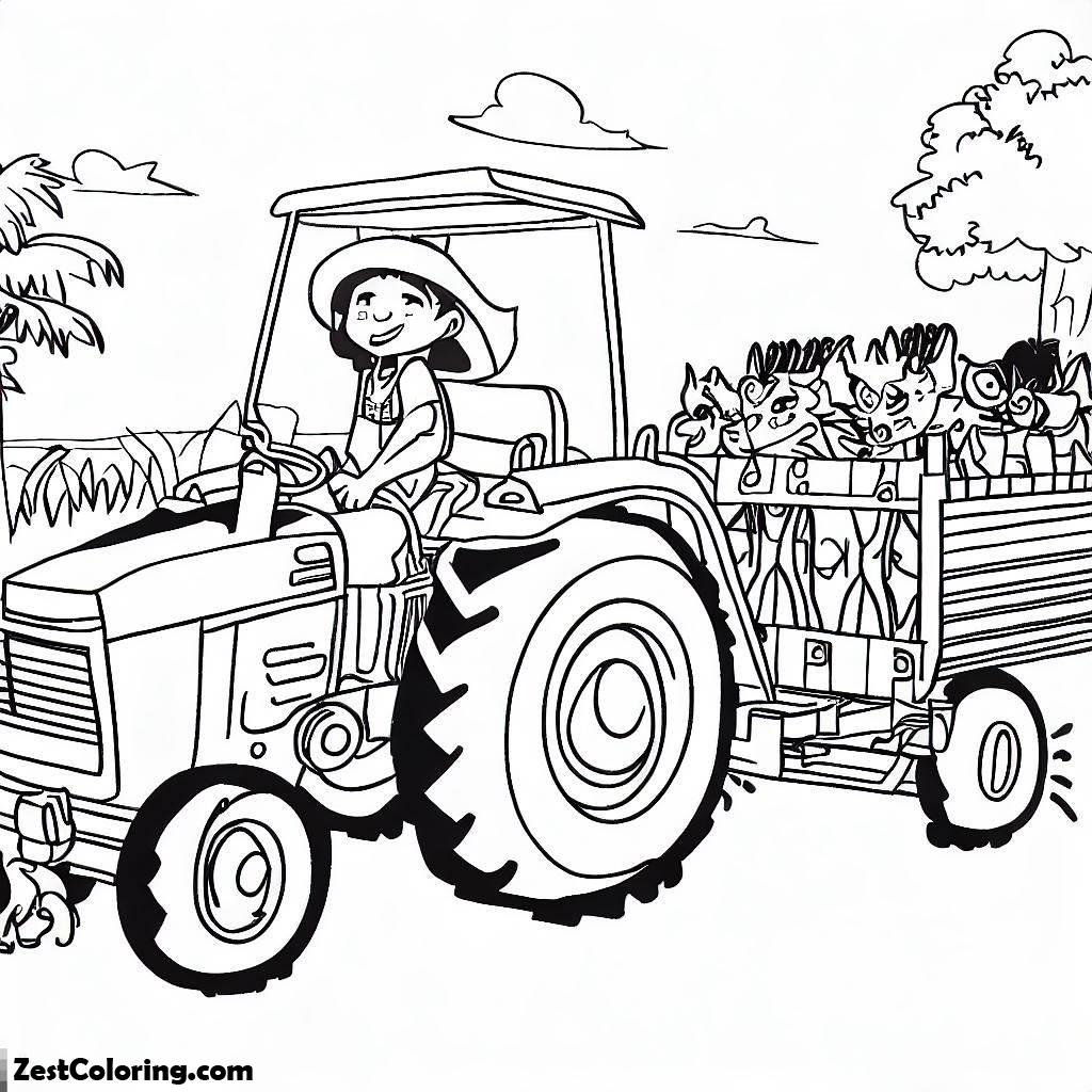Tractor, Printable Tractor Take Away Crops Coloring Page: Printable Tractor Take Away Crops Coloring PageFull Size Image