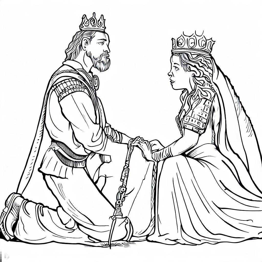 Queen Esther, Queen Esther Kneeling Before King Ahasuerus Coloring Pages: Queen Esther Kneeling Before King Ahasuerus Coloring PagesFull Size Image