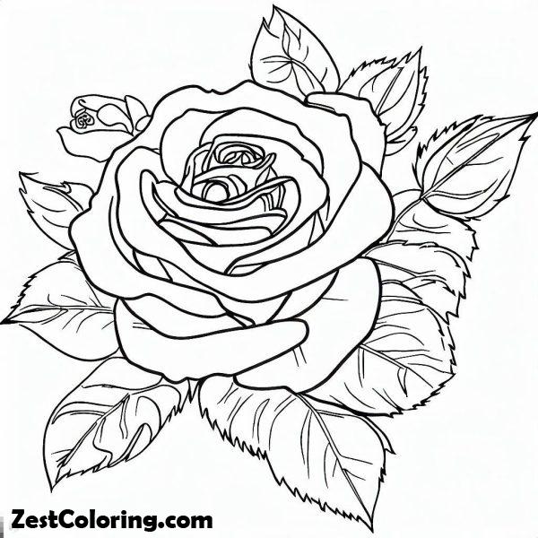 Red Rose Flower Coloring Page : Coloring for Kids – Smart, Creative ...