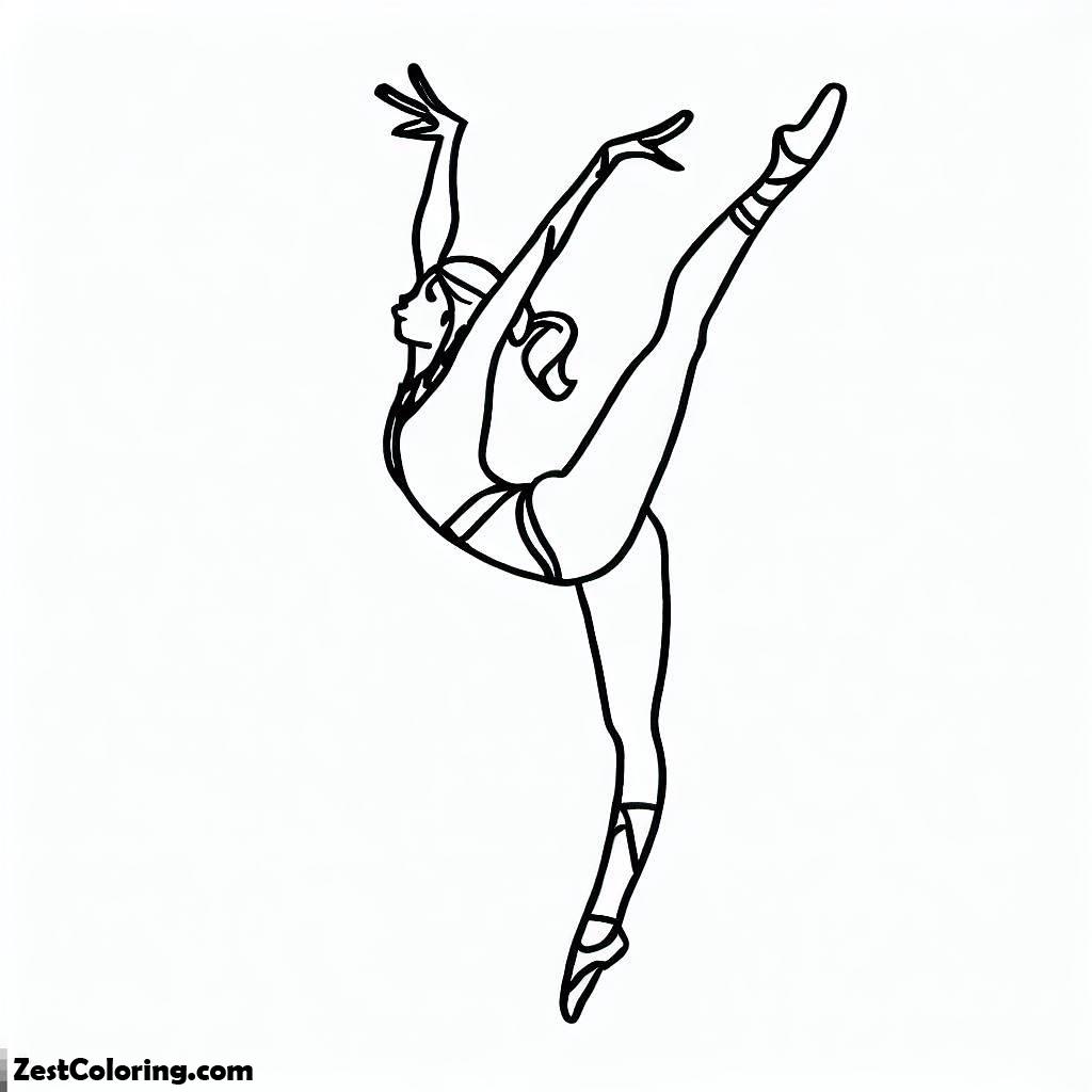 Gymnastics, Rhythmic Gymnastic Coloring Page: Rhythmic Gymnastic Coloring PageFull Size Image