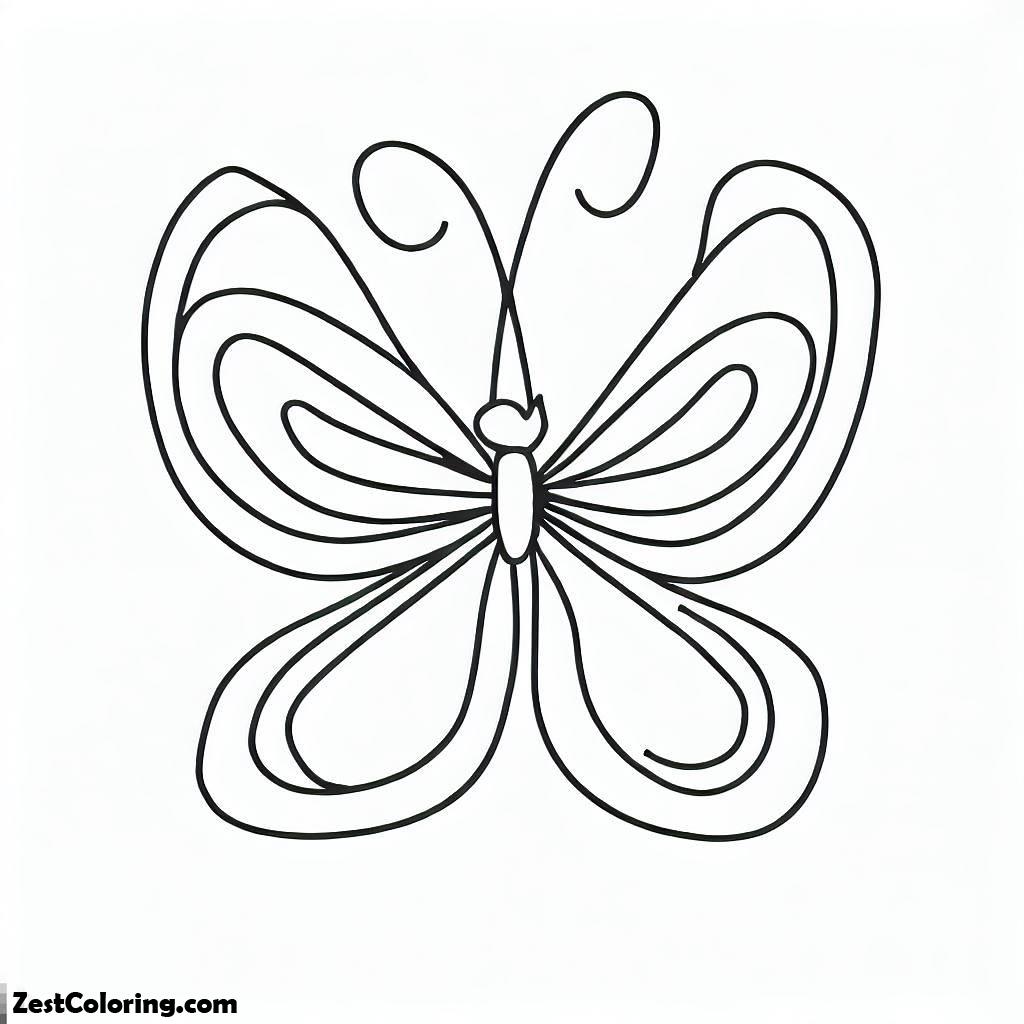 Butterfly, Ribbon Shaped Butterfly Coloring Page: Ribbon Shaped Butterfly Coloring PageFull Size Image