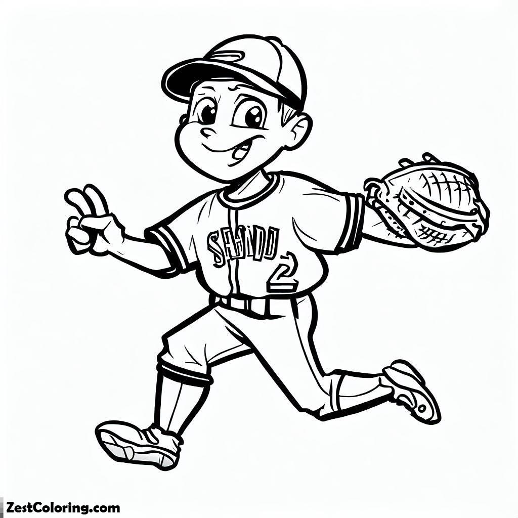 Baseball, Second Base Baseball Player Coloring Page: Second Base Baseball Player Coloring PageFull Size Image
