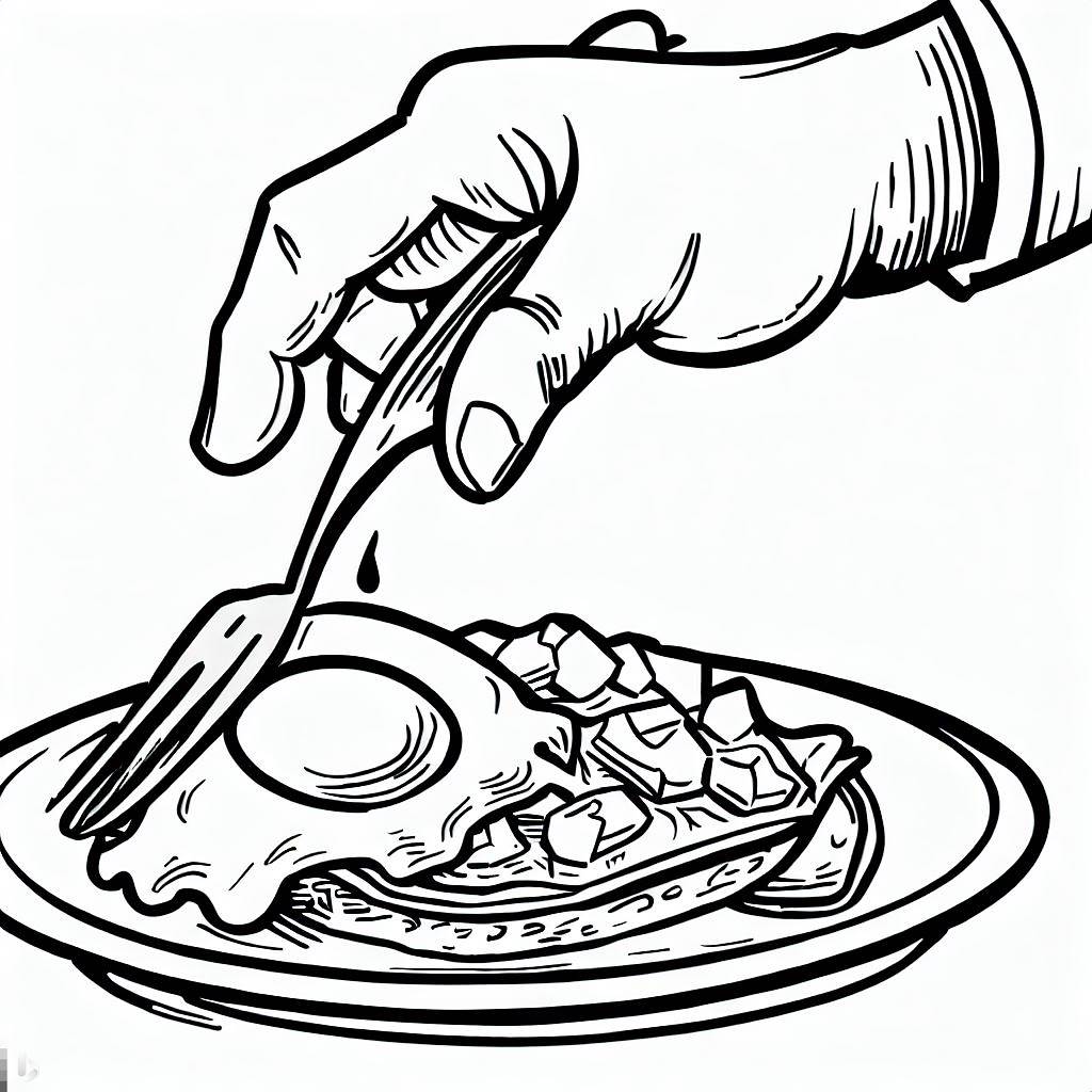 Fried Egg, Serving Fried Egg For Breakfast Coloring Pages: Serving Fried Egg For Breakfast Coloring PagesFull Size Image