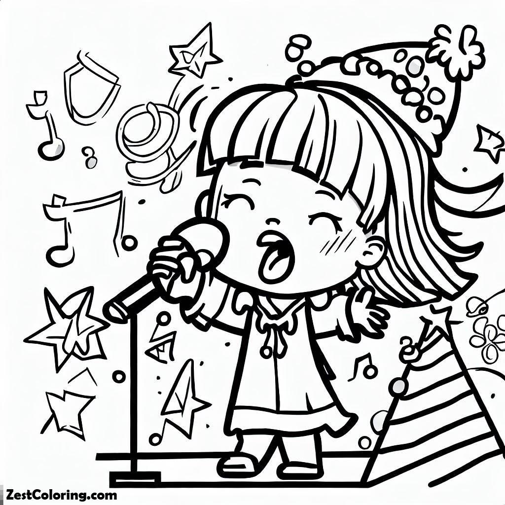 New Year, Singing A New Years Song On New Years Eve Coloring Page: Singing A New Years Song On New Years Eve Coloring PageFull Size Image