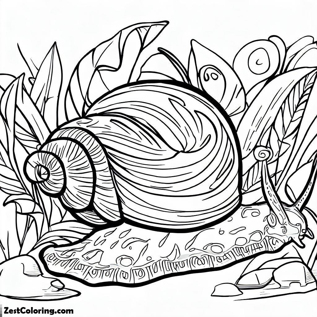 Rainforest, Snail Rainforest Animals Coloring Page: Snail Rainforest Animals Coloring PageFull Size Image