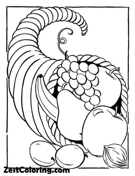 Thanksgiving Day Cornucopia Basket Coloring Page : Coloring for Kids