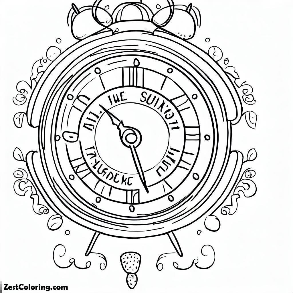 New Year, The Clock Says Happy New Year Everyone Coloring Page: The Clock Says Happy New Year Everyone Coloring PageFull Size Image