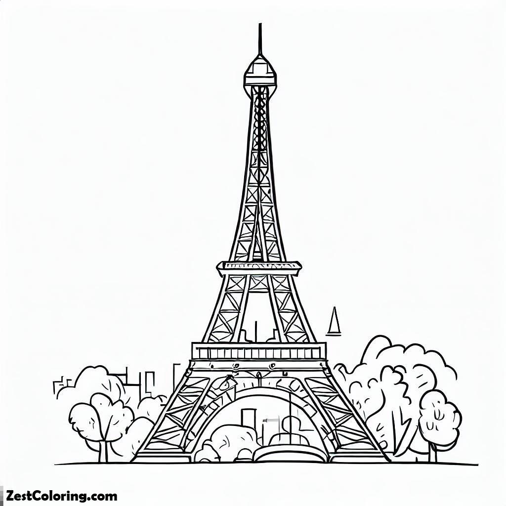 Eiffel Tower, The Famous Of Eiffel Tower 2 Coloring Page: The Famous Of Eiffel Tower 2 Coloring PageFull Size Image