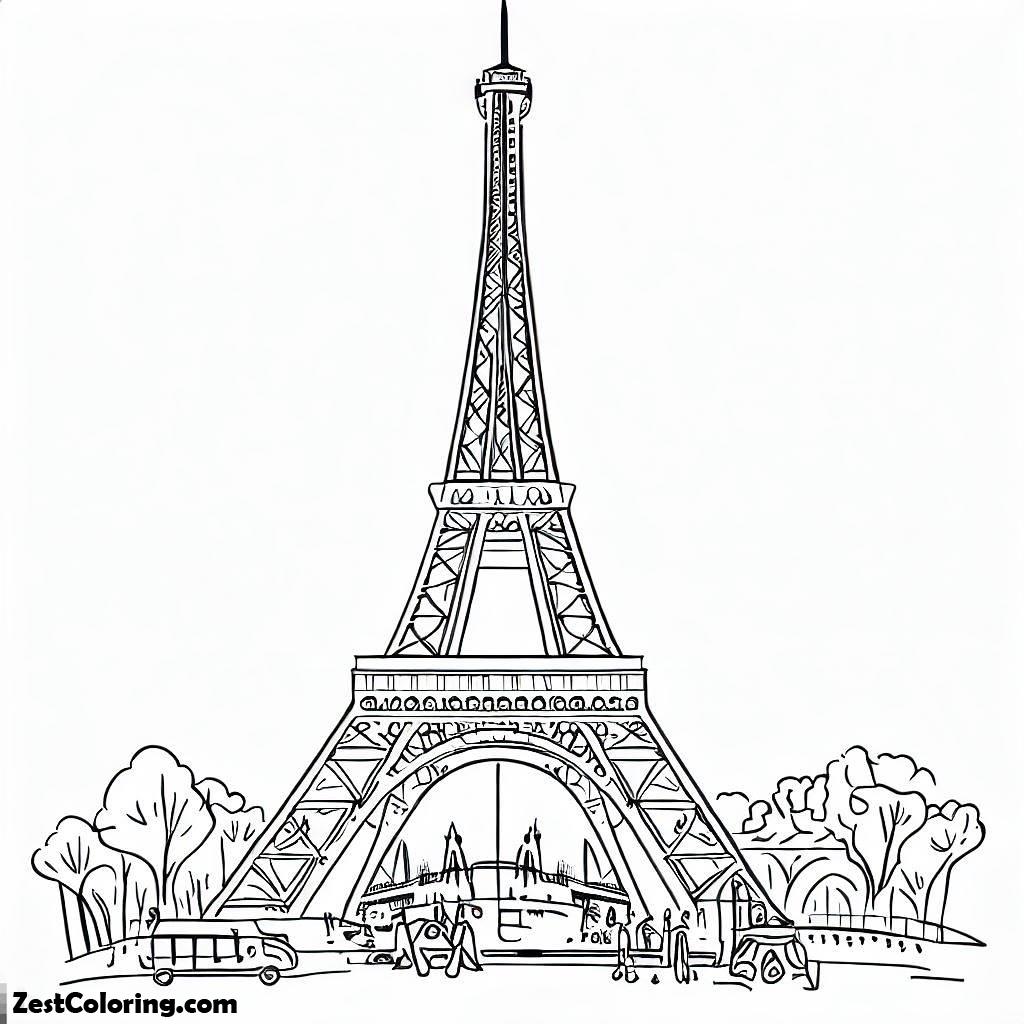 Eiffel Tower, The Famous Of Eiffel Tower Coloring Page: The Famous Of Eiffel Tower Coloring PageFull Size Image