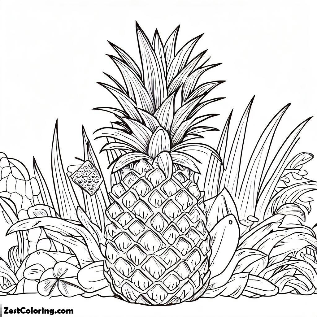 Pineapple, The Origin Of Pineapple Plant Coloring Page: The Origin Of Pineapple Plant Coloring PageFull Size Image
