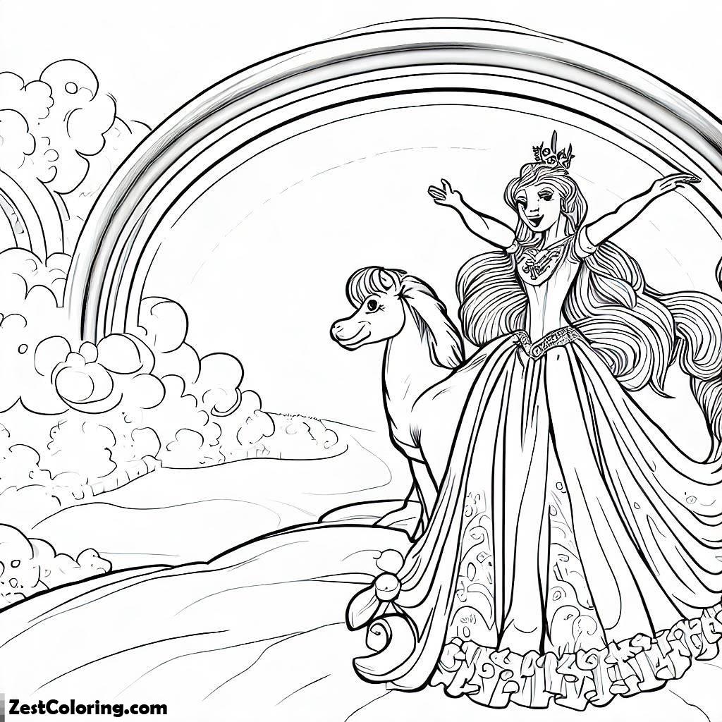 Rainbow, The Princess And The Rainbow Coloring Page: The Princess And The Rainbow Coloring PageFull Size Image