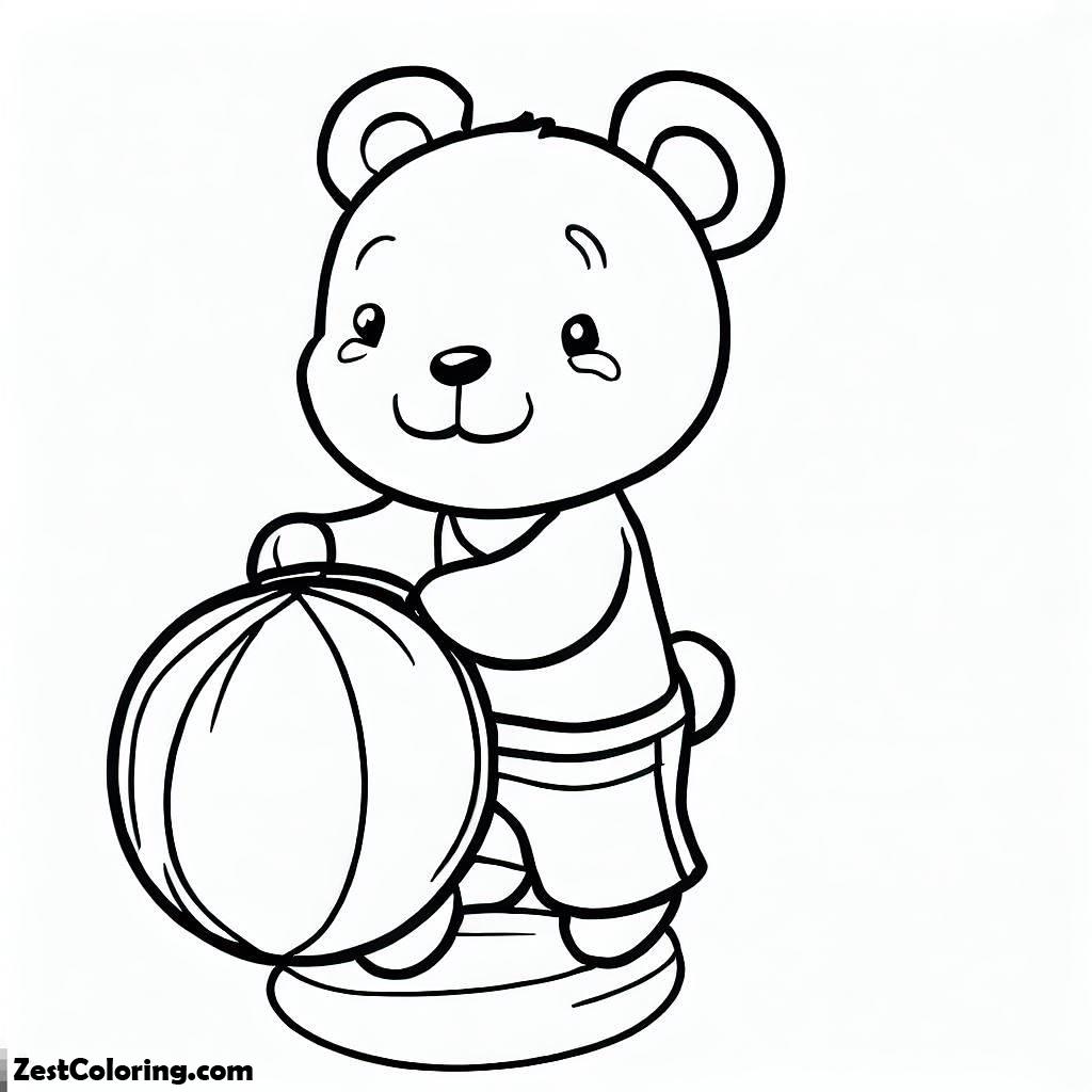 Soccer, This Cute Bear Is Practising His High Loop Ball Handling Coloring Page: This Cute Bear Is Practising His High Loop Ball Handling Coloring PageFull Size Image