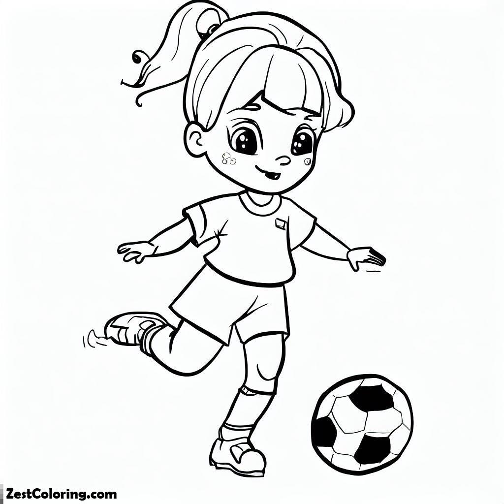 This Little Girl Playing Soccer Alone Coloring Page : Coloring for Kids ...