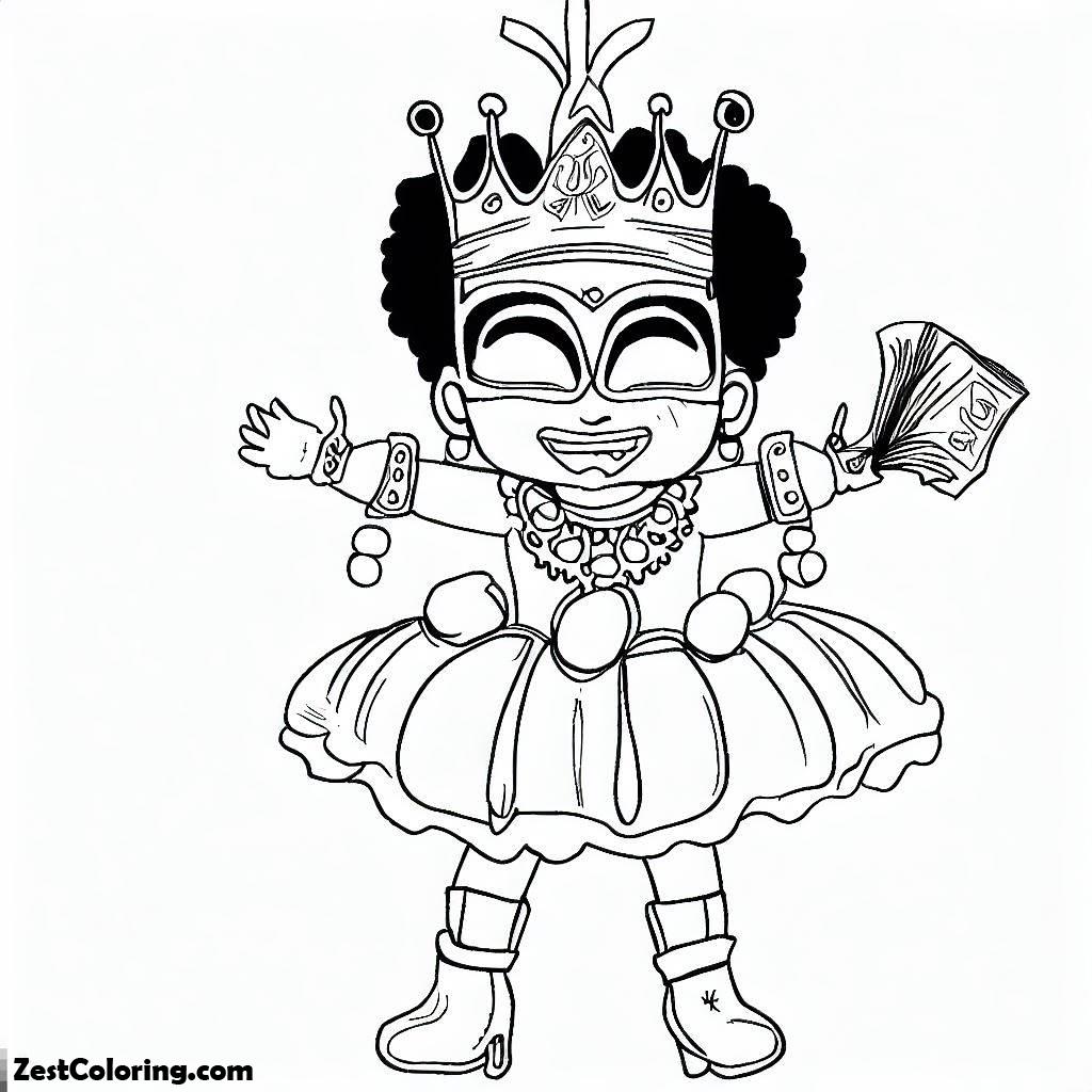 Mardi Gras, This Little Girl Wearing Mardi Gras Costume And Mask Coloring Page: This Little Girl Wearing Mardi Gras Costume And Mask Coloring PageFull Size Image