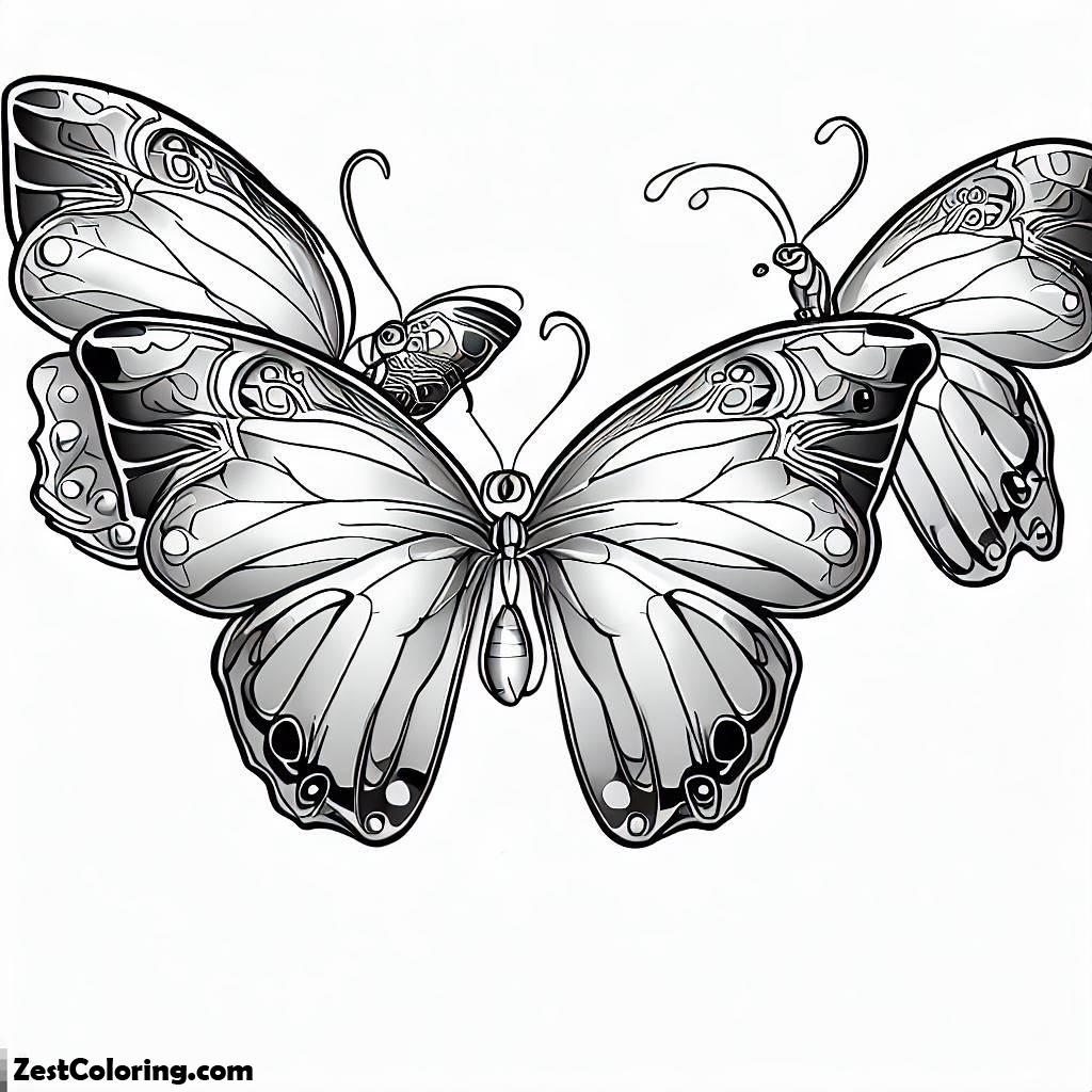 Butterfly, Three Butterflies With Beautiful Complexion Coloring Page: Three Butterflies With Beautiful Complexion Coloring PageFull Size Image