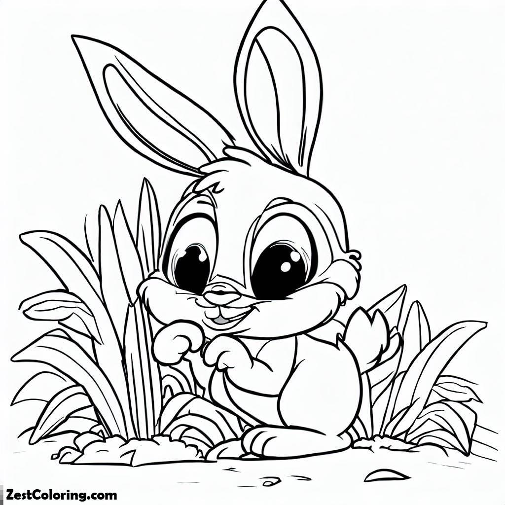 Bunnies, Thumper Looking For Hiding Place Coloring Page: Thumper Looking For Hiding Place Coloring PageFull Size Image