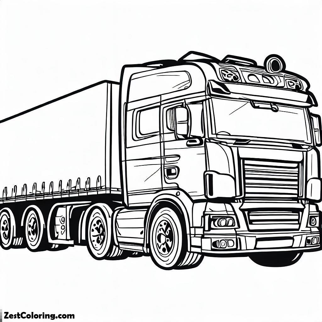 Semi Truck, Tractor Trailer Semi Truck Coloring Page: Tractor Trailer Semi Truck Coloring PageFull Size Image