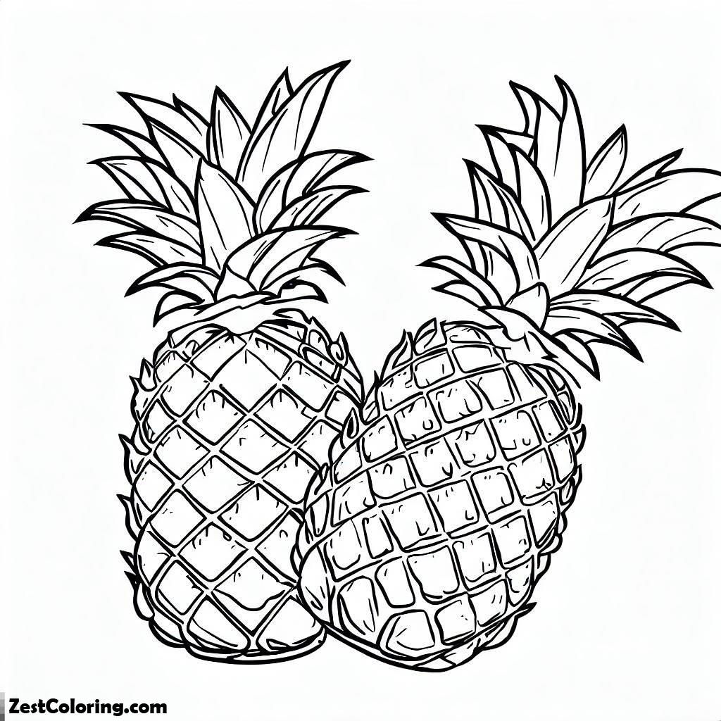 Pineapple, Two Fresh Sugarloaf Pineapple Coloring Page: Two Fresh Sugarloaf Pineapple Coloring PageFull Size Image