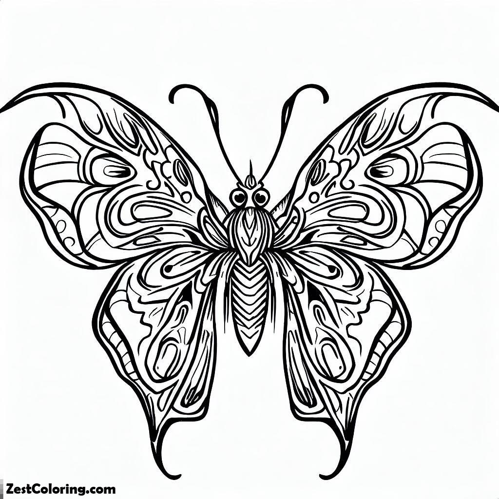 Butterfly, Unique Butterfly With Crisp Wings Coloring Page: Unique Butterfly With Crisp Wings Coloring PageFull Size Image