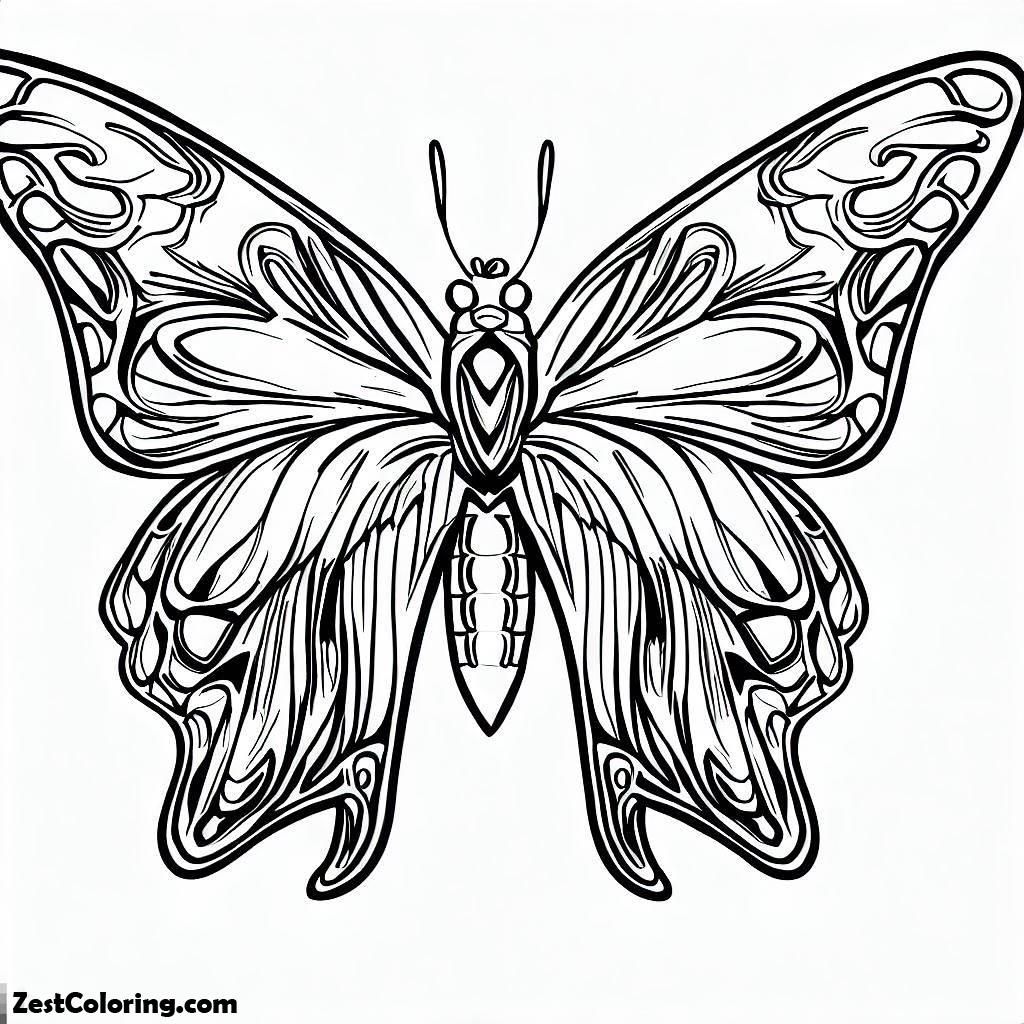 Butterfly, Unique Butterfly With Crisp Wings Coloring Page: Unique Butterfly With Crisp Wings Coloring PageFull Size Image