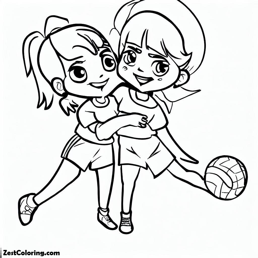 Volleyball, Volleyball Lovely Buddy Coloring Page: Volleyball Lovely Buddy Coloring PageFull Size Image